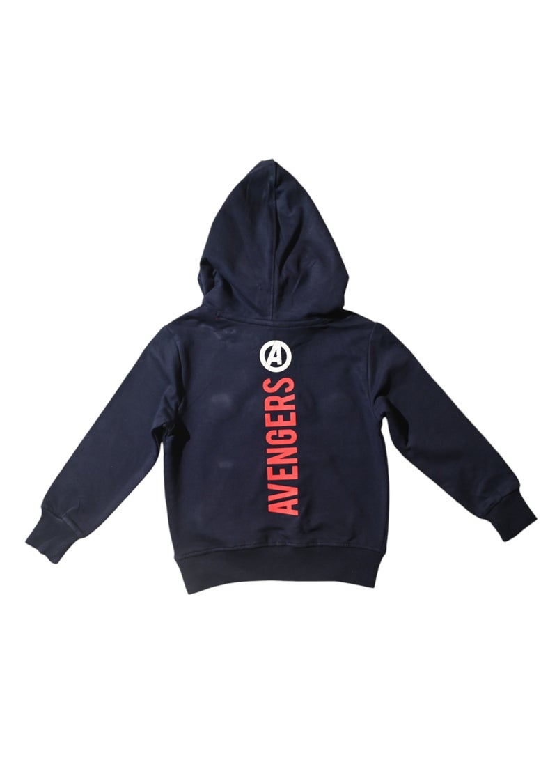 Marvel Superhero Hooded Sweatshirt, Navy Blue, 4 Embroidered Icons