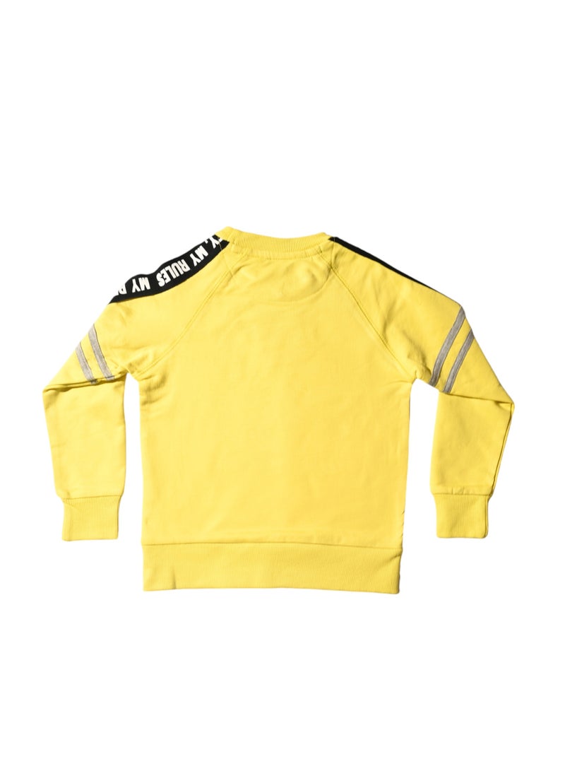 Smiley World Yellow Sweatshirt for Kids, Forget the Rules Print, 100% Cotton