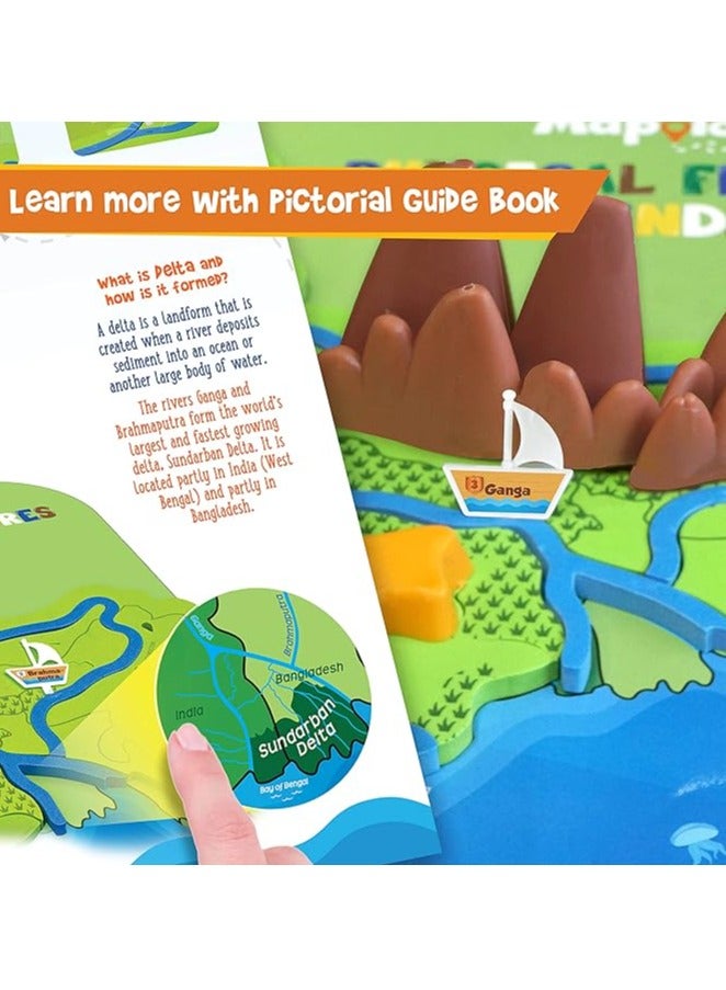 Imagimake Kid's Mapology - Physical Features of India Learn 50+ Geographical Features Like Mountains, Rivers, Plateaus Educational Toy and Learning Aid Puzzles for Age 5 Years+,Color Multi