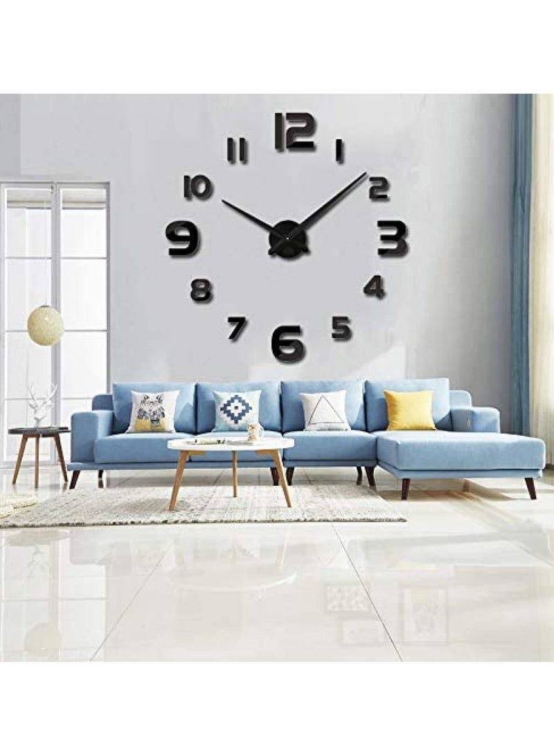 Customizable 3D Frameless Wall Clock - Large Acrylic Modern Design for Unique DIY Décor