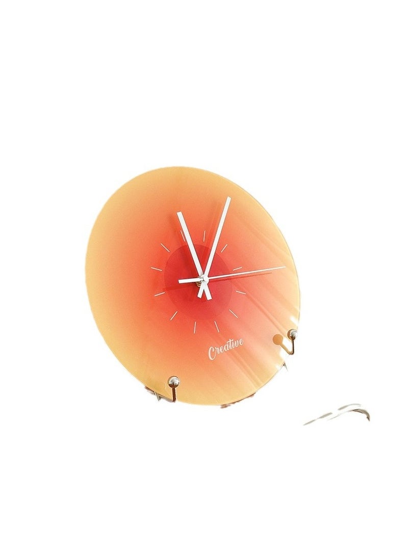 Nordic Sunset Clock Internet Famous Lnstagram Light luxury living room, no punching creative fashion decoration, silent glass watch 30*30cm