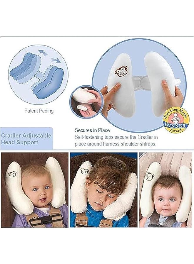 Baby Neck Support Pillow,U-Shape Children Travel Pillow Cushion,Adjustable Toddler Headrest,Offers Protection Safety For Kids(White)