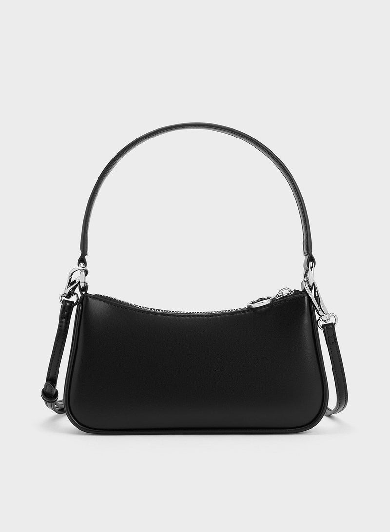 CHARLES & KEITH Crossbody Bag Curved Shoulder Bag - Black