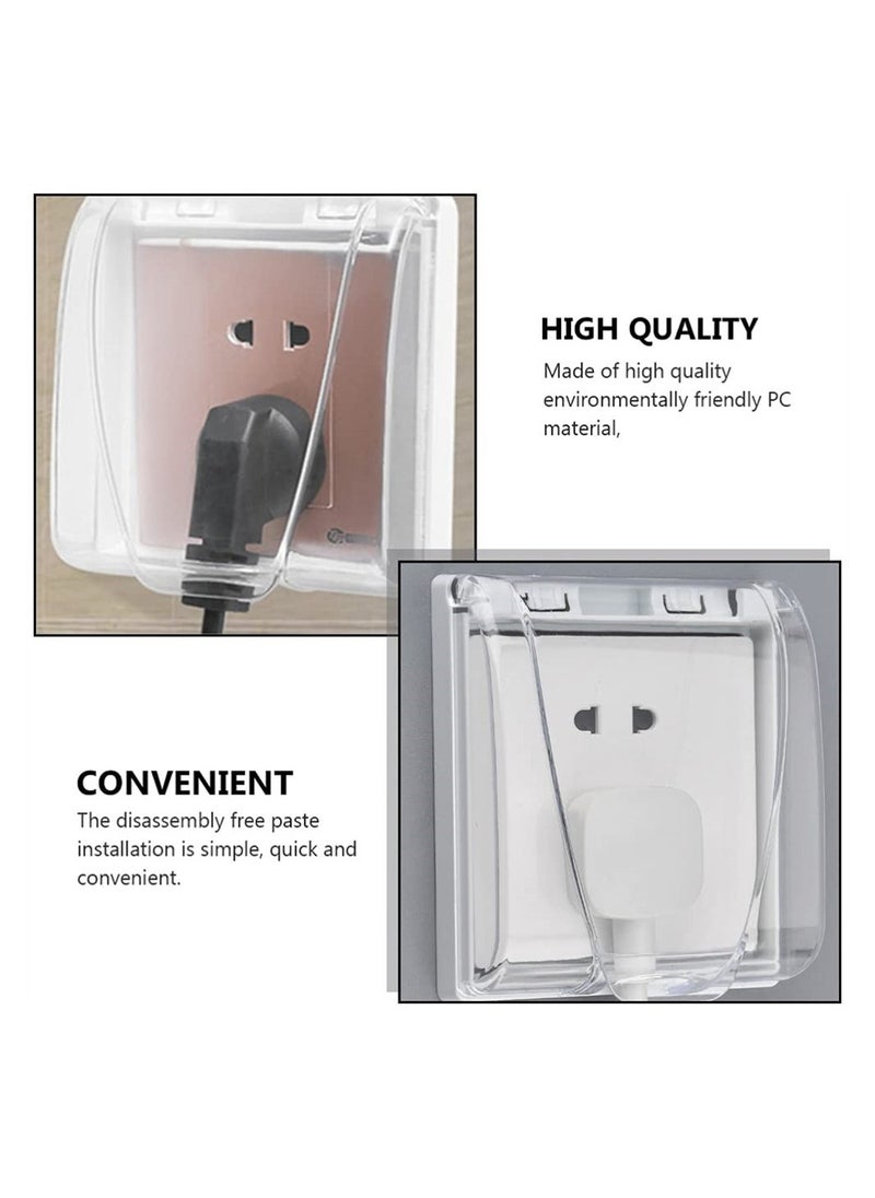 Waterproof Socket Cover, Universal Dustproof 86 Type Wall Socket Plate Panel PVC Transparent Switch Box Cover Protector for Bathroom Kitchen Accessory (4PCS)