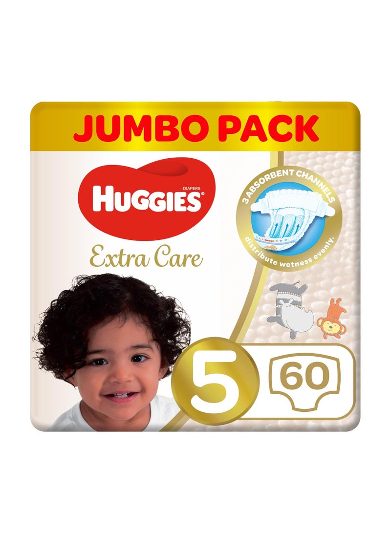 Huggies Extra Care, Size 5, 12 -22 kg, Jumbo Pack, 60 Diapers