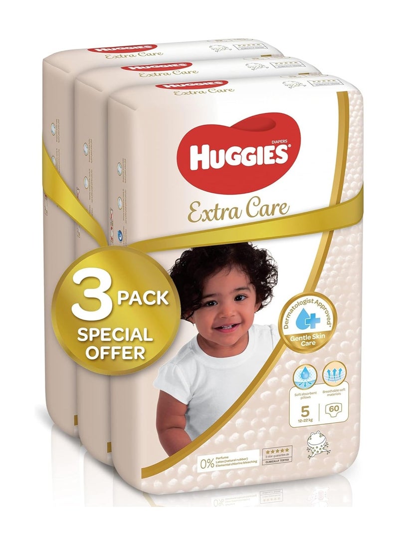 Huggies Extra Care, Size 5, 12 -22 kg, Super Mega Pack, 180 Diapers