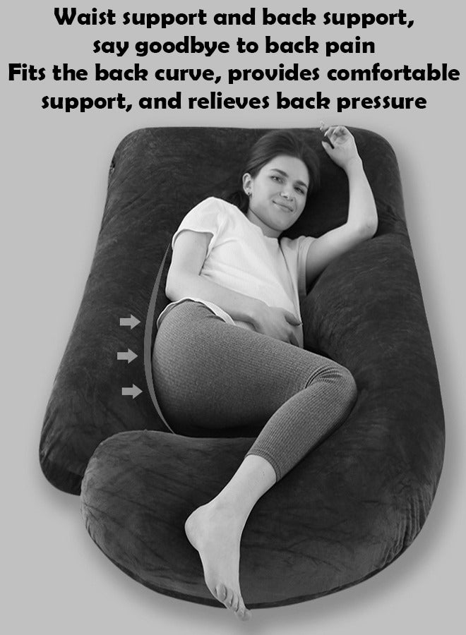 J-Shaped Pregnancy Pillow Full Body Maternity Pillow with Removable Cover, Side Sleeping, Back, Legs and Belly Support, Ideal for Reading, Nursing, and Comfortable Rest