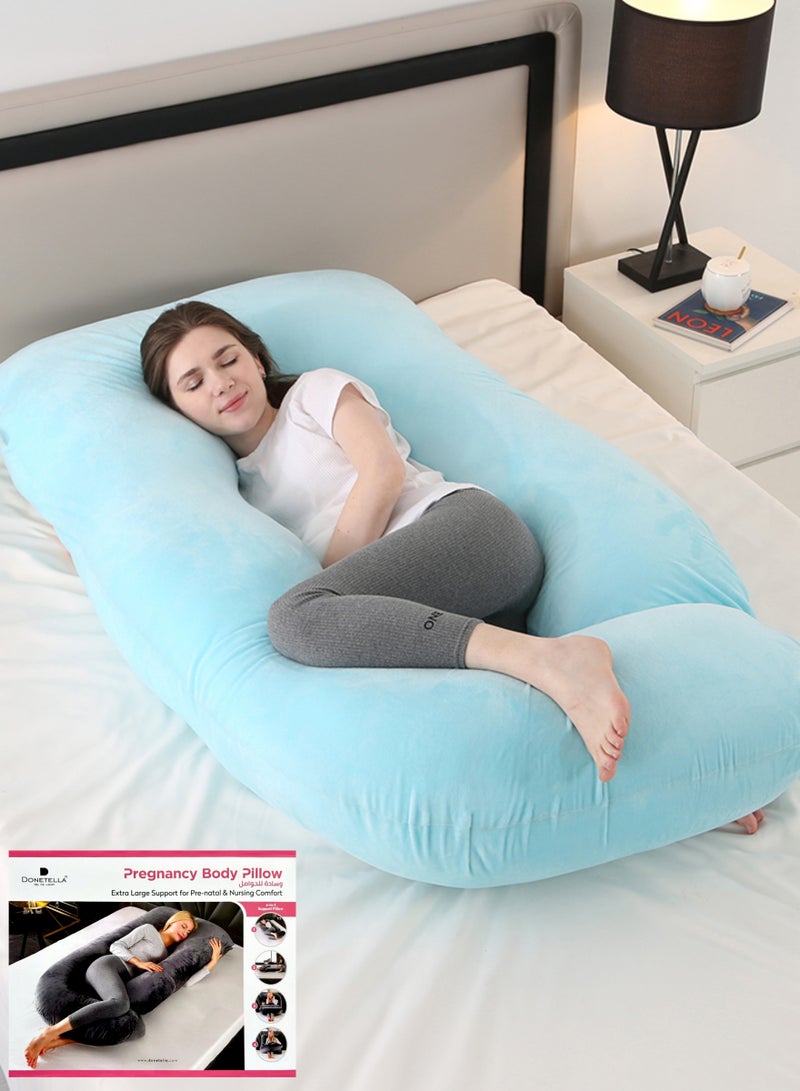 Pregnancy Pillow G-Shape Long Maternity Pillow, 180 Cm Full Body Support, Removable and Washable Velvet Cover-Complete Support for Back, Hips, Legs, Belly,Spa Color