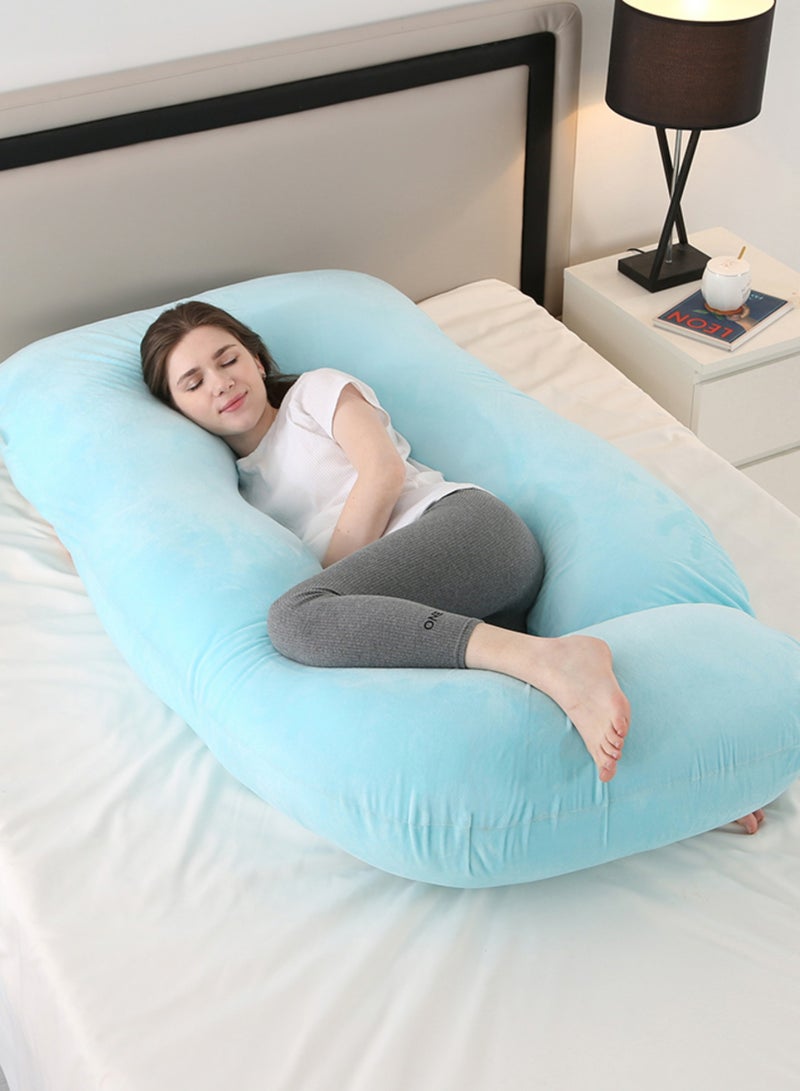 Pregnancy Pillow G-Shape Long Maternity Pillow, 180 Cm Full Body Support, Removable and Washable Velvet Cover-Complete Support for Back, Hips, Legs, Belly,Spa Color