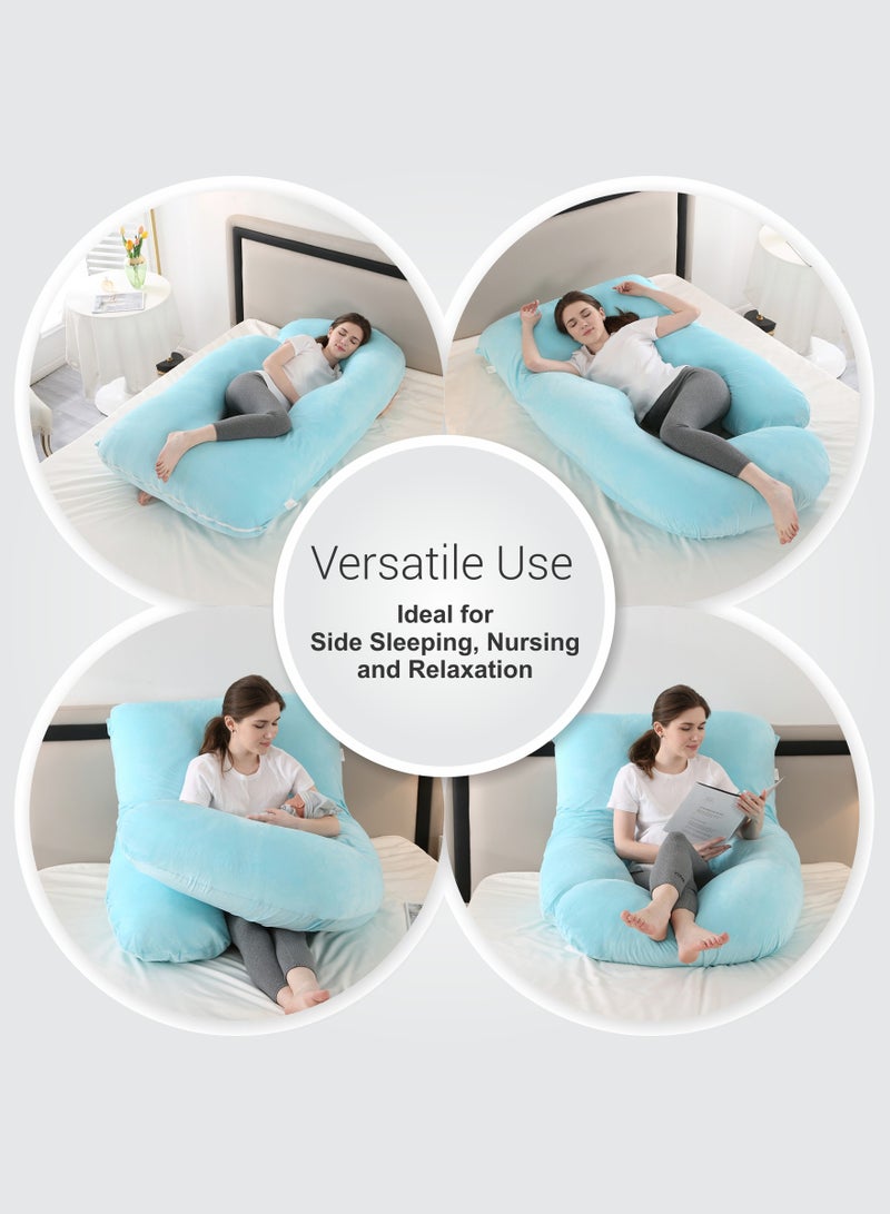 Pregnancy Pillow G-Shape Long Maternity Pillow, 180 Cm Full Body Support, Removable and Washable Velvet Cover-Complete Support for Back, Hips, Legs, Belly,Spa Color