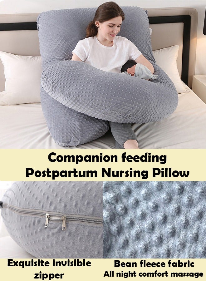 U-Shaped Pregnancy Pillow Full Body Maternity Pillow with Removable Cover for Side Sleeping, Back, Legs, and Belly Support, Ideal for Reading, Baby Feeding and Sleeping