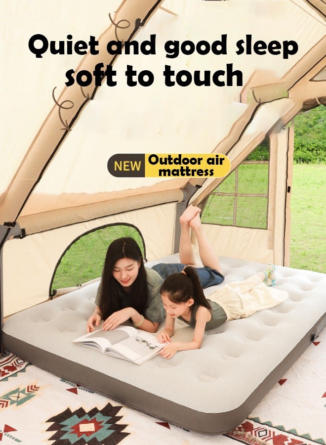 Thick Foldable Outdoor Camping Air Mattress Bed - Portable, Inflatable, Ultra-Comfortable with Hand Pump, Air Pillow and Accessories, Ideal for Camping, Hiking, and Travel (191x99x22 cm)