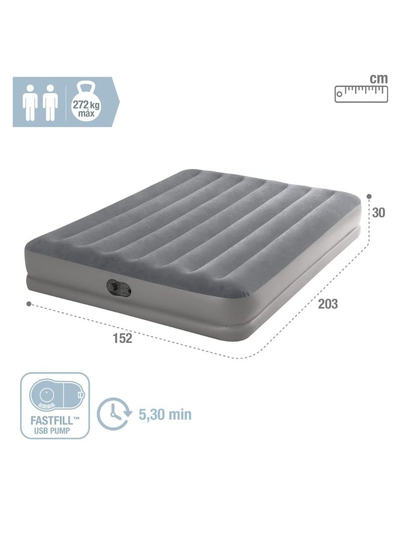 Dura Beam Prestige Airbed With Fastfill USB Pump, Twin Size, PVC Dark Grey, 191 x 99 x 30 cm