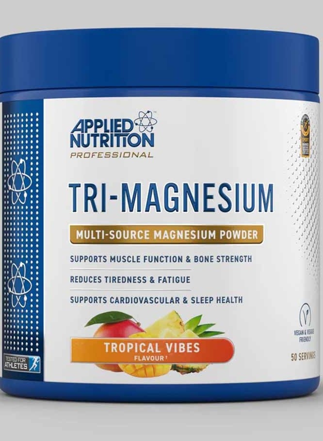 Applied Nutrition Tri-Magnesium, Multi-Source Magnesium Powder, Tropical Vibes Flavor, 200g