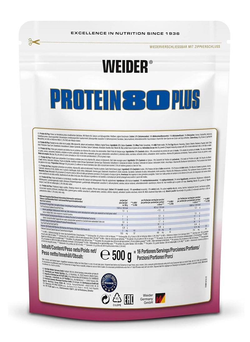 Weider Protein 80 Plus Milk Protein Isolate Wildberry-Yogurt Flavor 500G