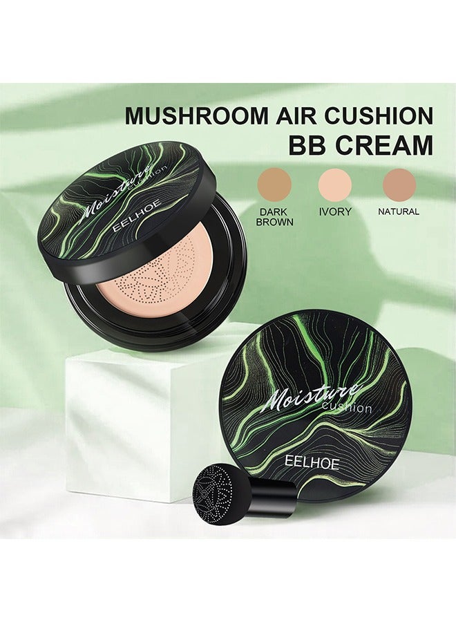 Moisture Cushion,Mushroom Head Air Cushion BB Cream Facial Concealer Brightening And Moisturizing Natural Nude Makeup Foundation (#02)