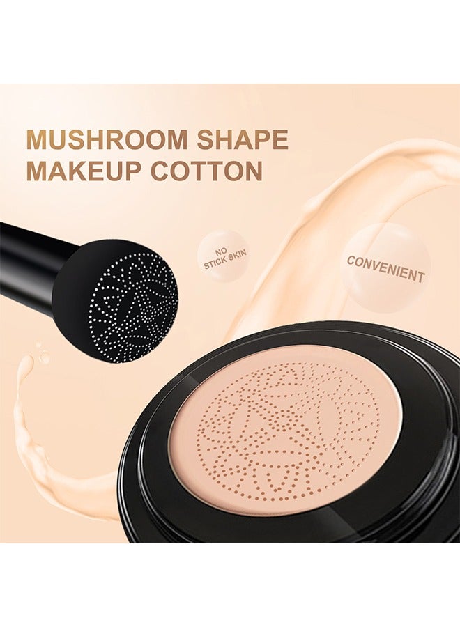 Moisture Cushion,Mushroom Head Air Cushion BB Cream Facial Concealer Brightening And Moisturizing Natural Nude Makeup Foundation (#02)