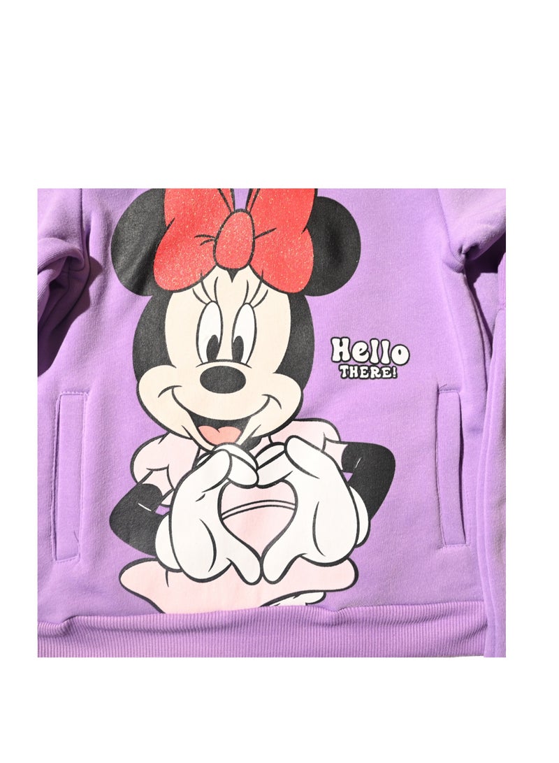 Girls' Minnie Mouse Tracksuit, Purple, Hooded Top and Joggers