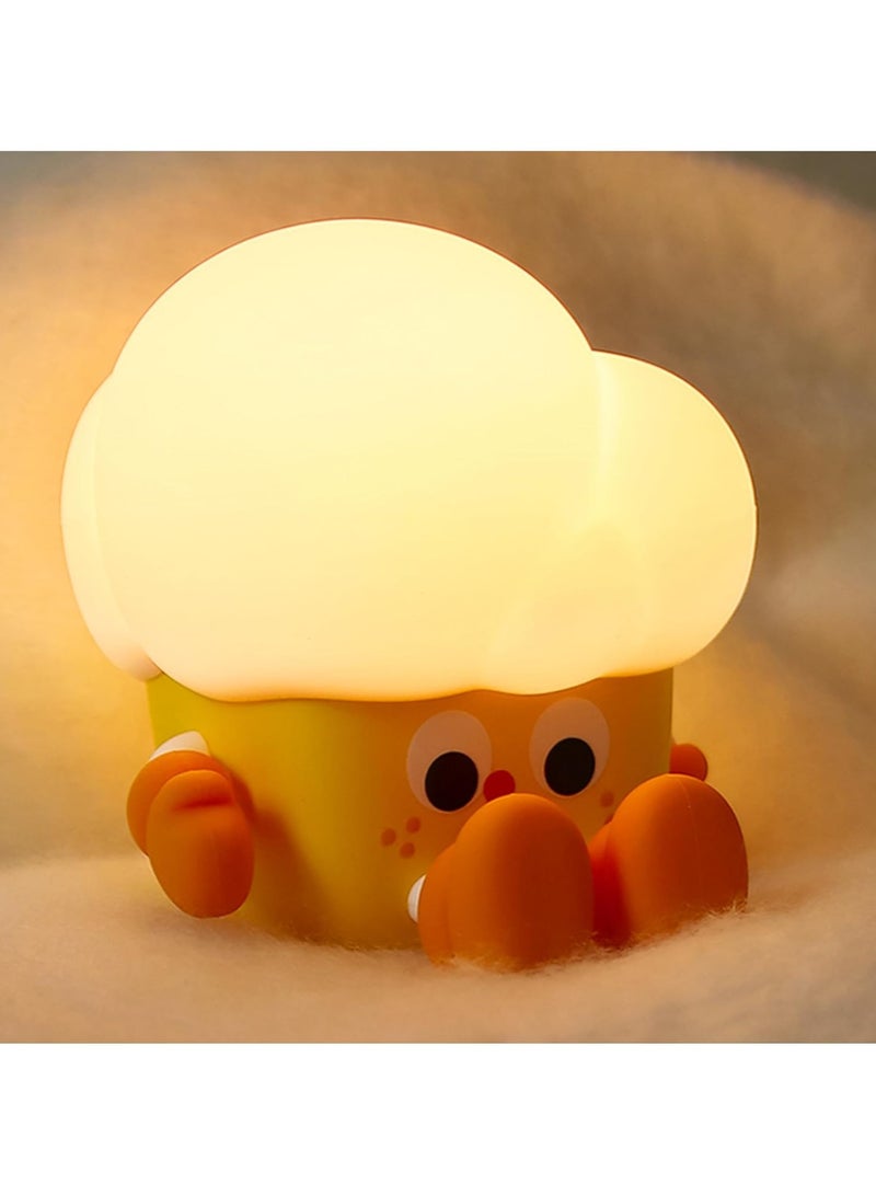 Popcorn Night Light for Kids, Nursery Night Lights with Battery, 3-Level Dimmable Lamp,Room Decor, USB Rechargeable, Cute LED Xmas Gifts for Baby, Children, Toddlers, Teen Girls