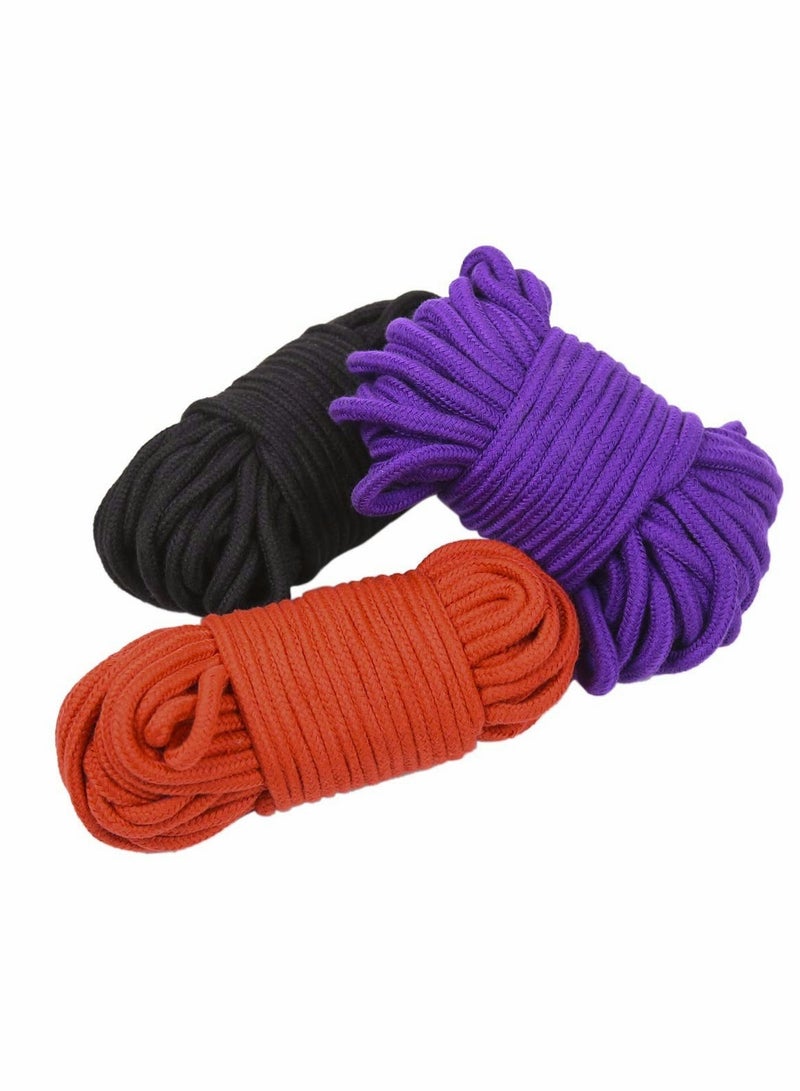 2 Roll 10M Purple Soft Cotton Rope, Natural Durable Long Cotton Rope for Crafts Wall Hangings Plant Hangers Knotting