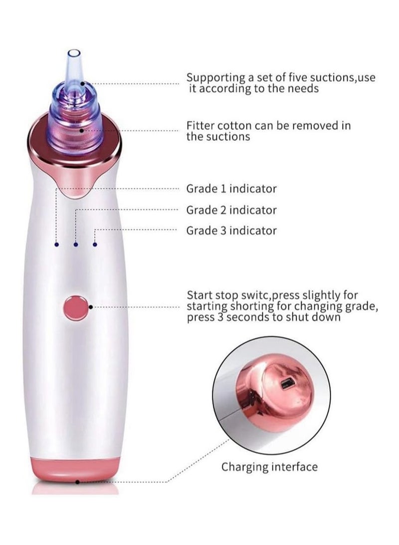 Electric Facial Blackhead Remover Vacuum Pore Cleaner Black Stains Removal Face Nose Deep Cleaning Tools