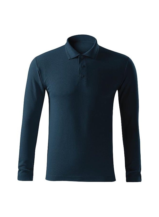 10Pcs Men's LONG SLEEVE POLO T-Shirt 220 GSM Pure Cotton Basic Colors