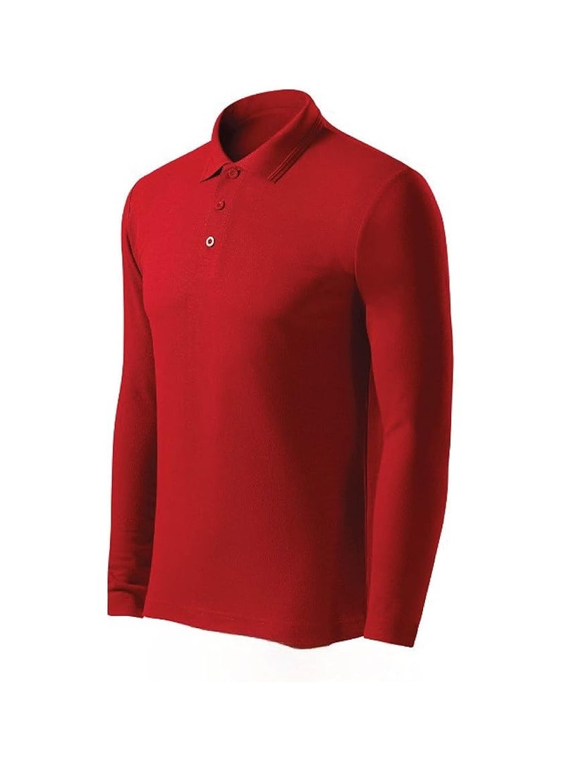 10Pcs Men's LONG SLEEVE POLO T-Shirt 220 GSM Pure Cotton Basic Colors