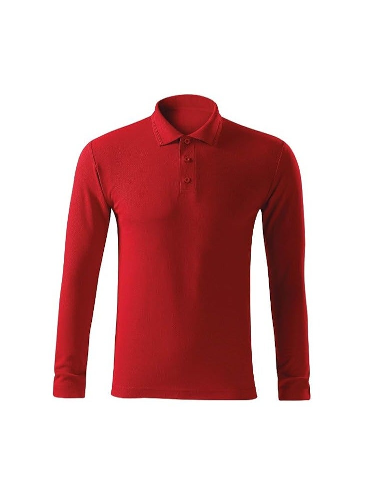 10Pcs Men's LONG SLEEVE POLO T-Shirt 220 GSM Pure Cotton Basic Colors