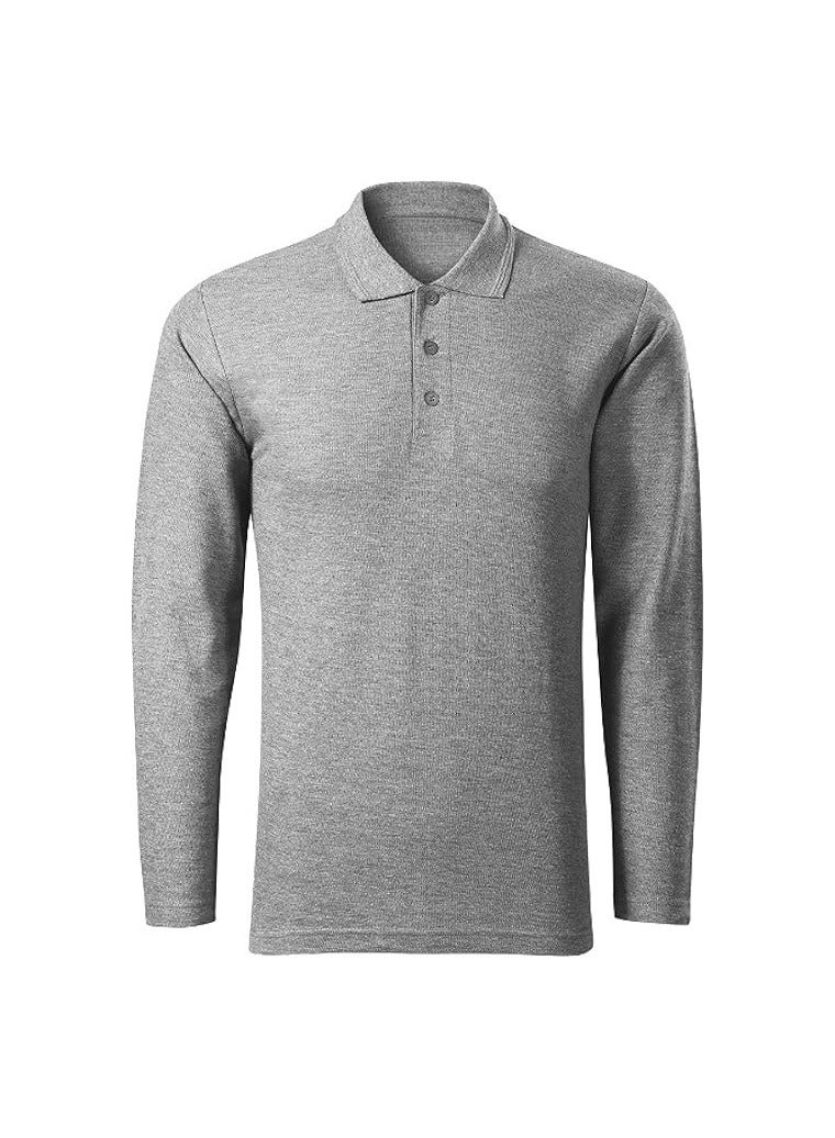 10Pcs Men's LONG SLEEVE POLO T-Shirt 220 GSM Pure Cotton Basic Colors