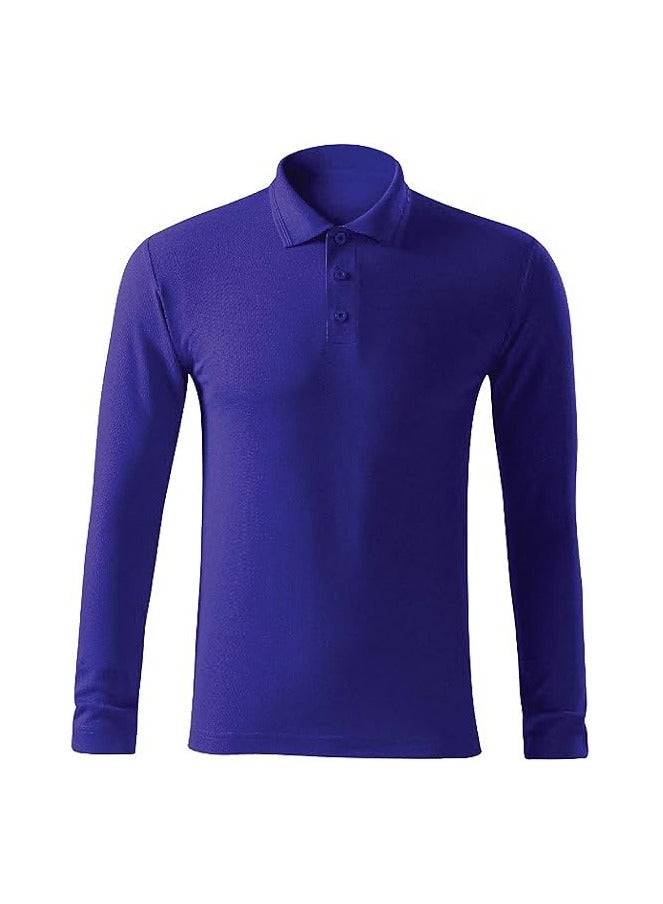 10Pcs Men's LONG SLEEVE POLO T-Shirt 220 GSM Pure Cotton Basic Colors