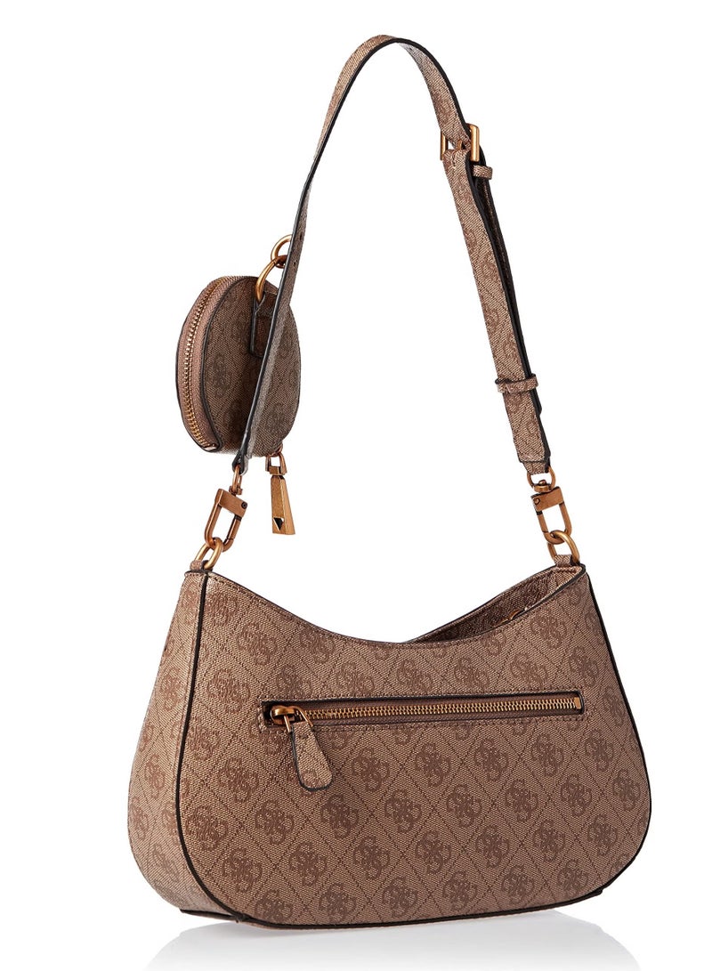 Guess Alexie Top Zip Brown Shoulder Bag for Women BB841618