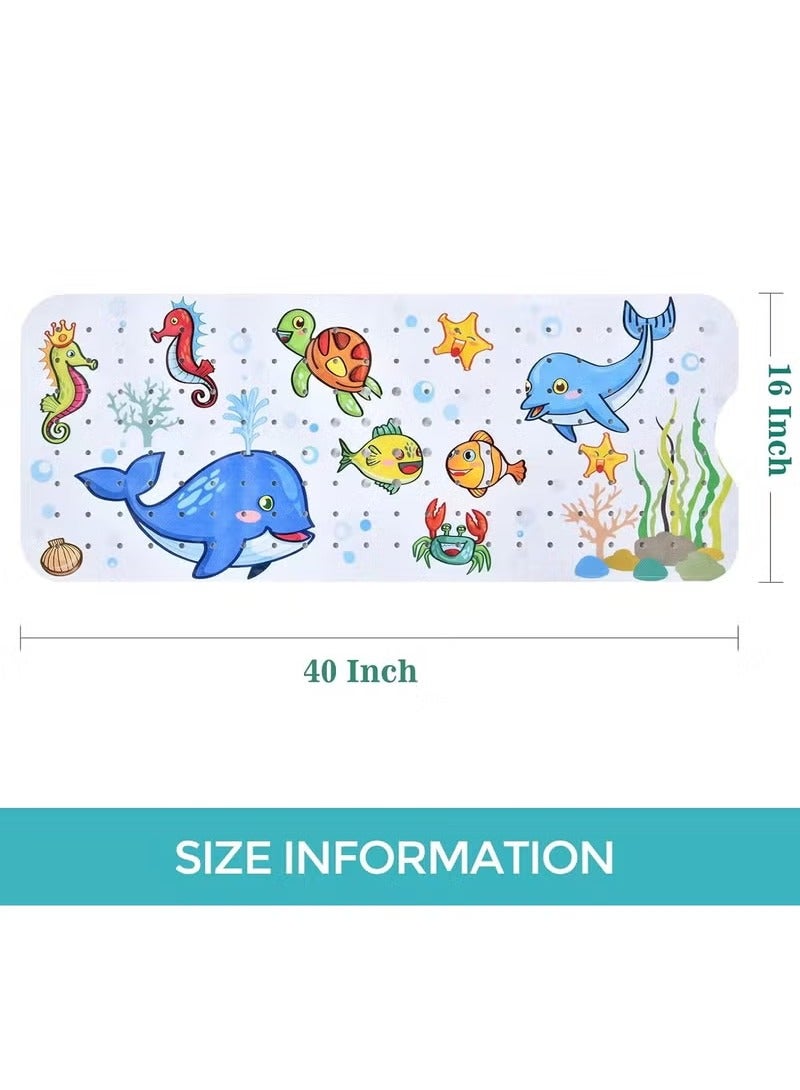 Baby Non Slip Bath Mat For Tub, 40 X 16 Inches, Whale