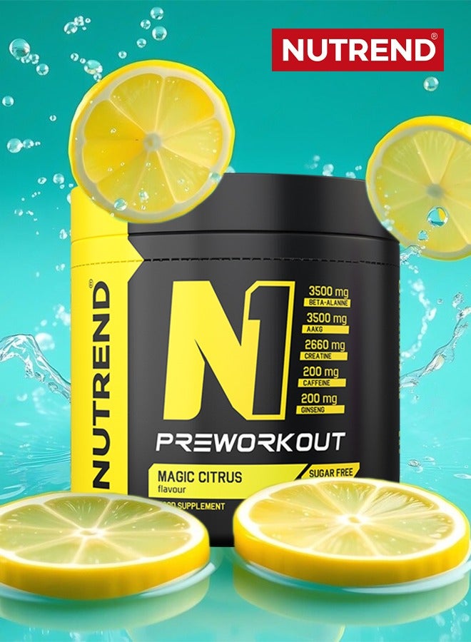 N1 Pre-Workout – 255g – Magic Citrus Flavor – Explosive Energy, Focus & Endurance Enhancer for Peak Performance