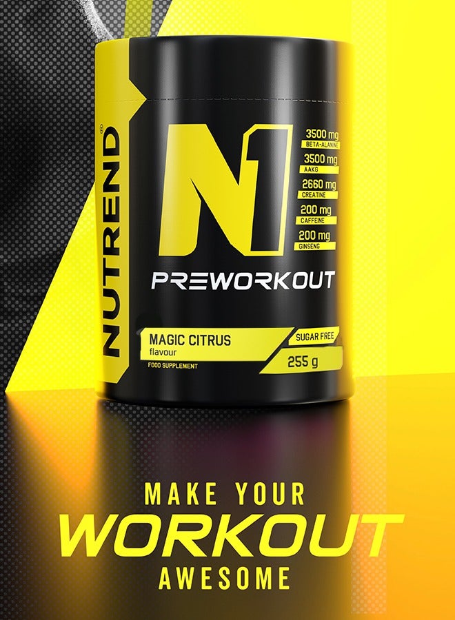 N1 Pre-Workout – 255g – Magic Citrus Flavor – Explosive Energy, Focus & Endurance Enhancer for Peak Performance