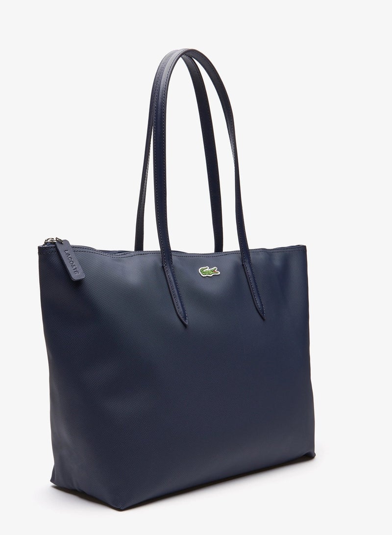 Lacoste Women's L.12.12 Concept Zip Tote Bag, Shoulder Bag Classic Large Navy 45cm * 30cm * 12cm