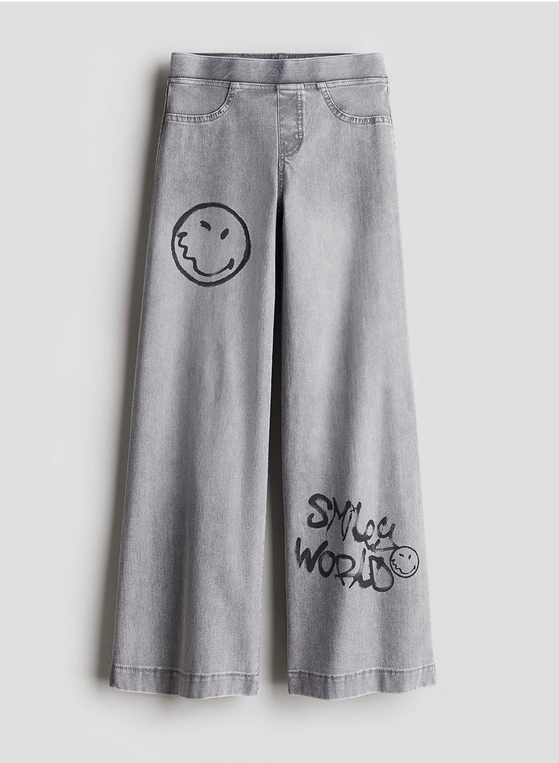 Wide Denim-Look Trousers