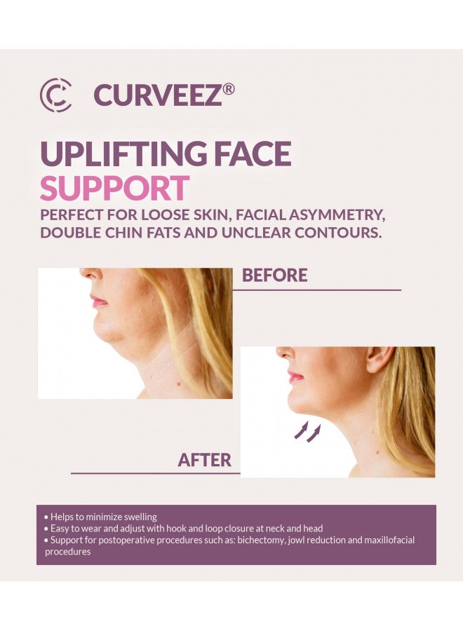 CURVEEZ Face Toning Belt Post Surgery Lipo Compression Chin Strap For Women | Faja Mentonera Reductora para Papada Y Cuello | For Use After Face and Chin Surgery