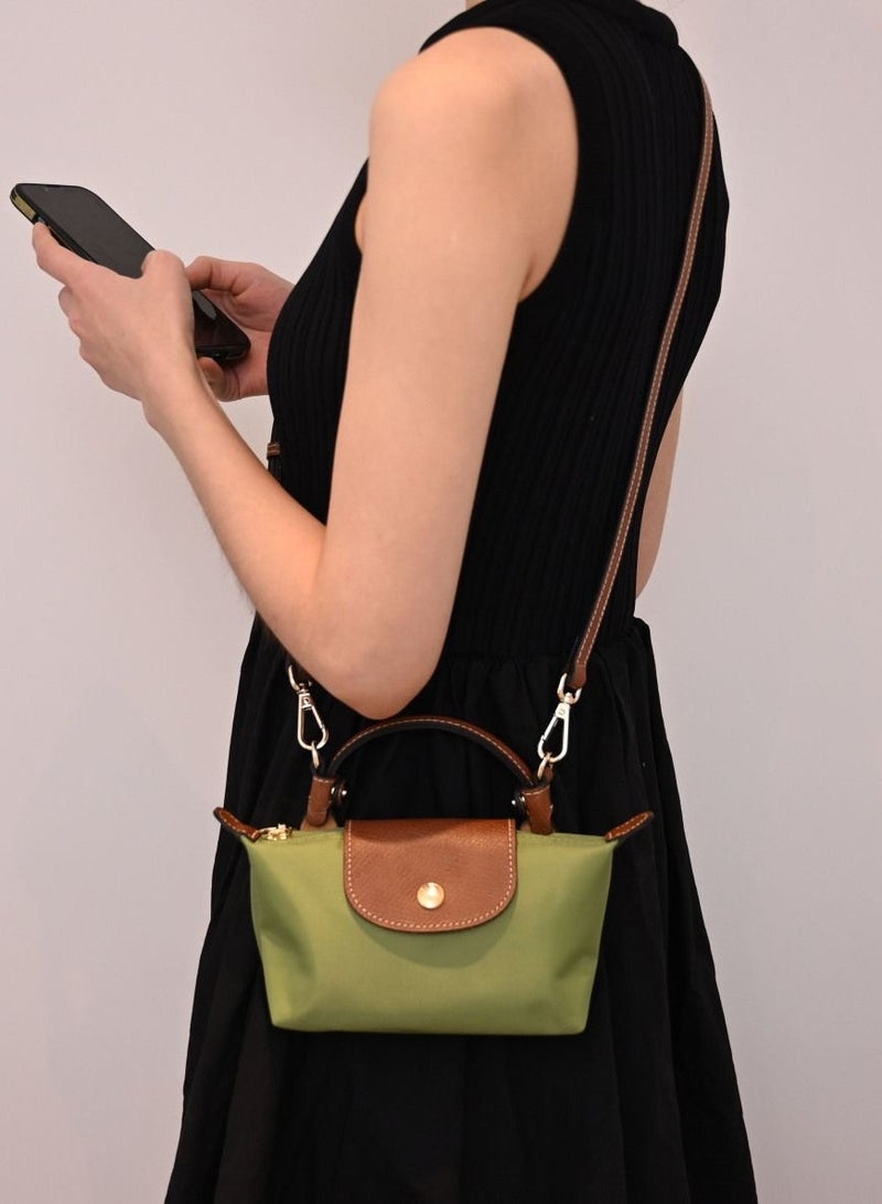 Women's classic fashion versatile mini makeup bag handbag shoulder bag handheld small bag moss green