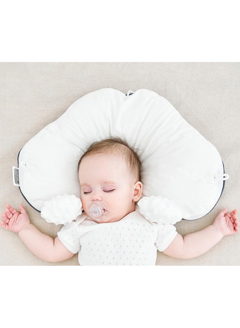 Newborn Pillow Adjustable Infant Head Pillow, Soft Breathable Baby Pillows for Sleeping 0-12 Months, Drawstring Adjustable Nursery Pillows Infant Head Shaping Pillow Sleep Pillow Ergonomic Design