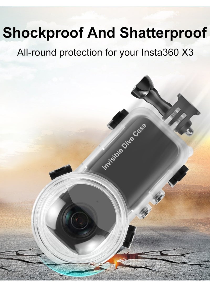 For Insta360 X3 Invisible Dive Case 50m Waterproof Sealed Case (Transparent)