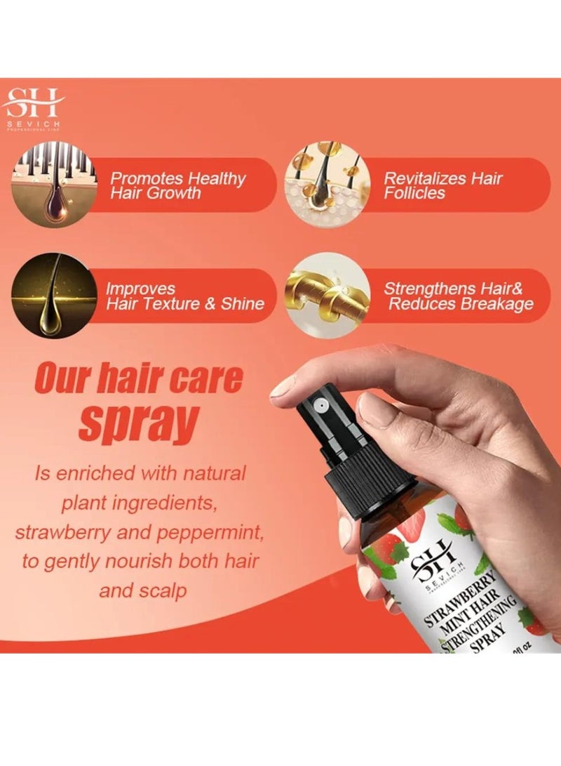 Strawberry Mint Hair Strengthening Spray Hair Growth Oil Pure and Natural Healthy Hair and Scalp Strawberry Mint Hair Growth Spray Strengthens Hair Follicles and Hair Growth with Batana Oil 30ml