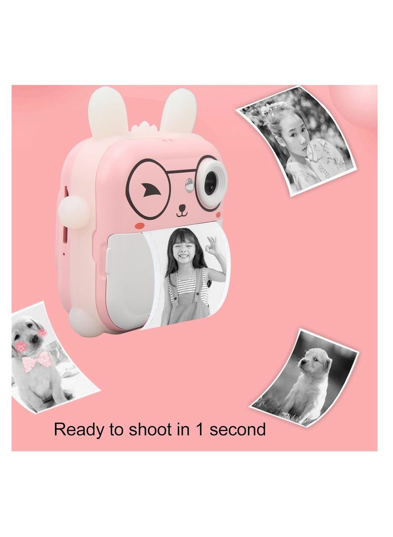 Digital Camera For Kids 8MP Kids Camera With 32GB SD Card Full HD 1080P Cameras Mini Kids Camera With Instant Print Thermal Printer With 2 Thermal Rolls 2.4Inch Eye Protect Screen Selfie Camera