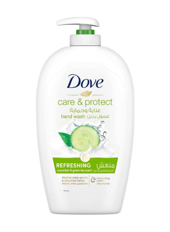 Care & Protect Refreshing Hand Wash Cucumber & Green Tea With ¼ moisturising cream, 500ml 500ml