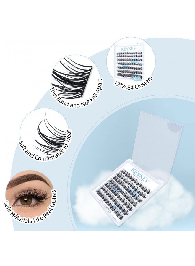 Lash Clusters 84 Pcs Cluster Lashes Eyelash Clusters DIY Cluster Eyelash Extensions Individual Lashes Thin Band & Soft(Cloudy,C-8-16mix)