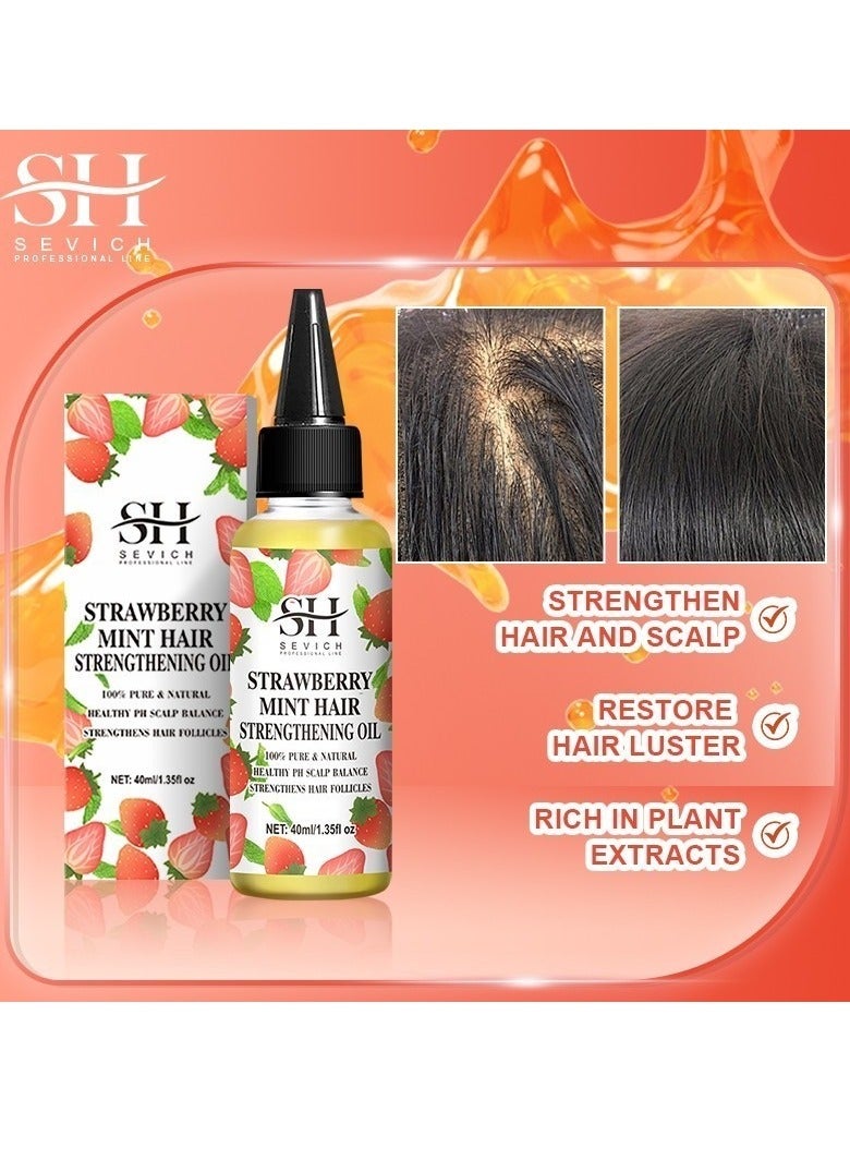 Strawberry Mint Hair Strengthening Oil Pure and Natural Healthy PH Scalp Balance Strengthens Hair Follicles and Hair Growth with Batana Oil Moisturizing Hydrating Nourish Hair Oil 40ml