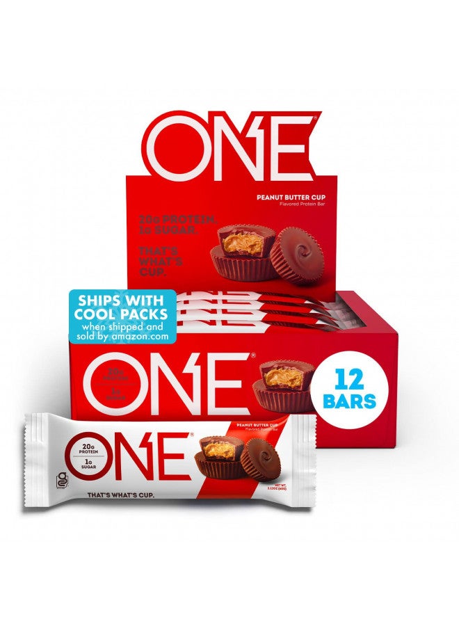 ONE Protein Bars, Peanut Butter Cup, Gluten Free Protein Bar with 20g Protein and only 1g Sugar, Snacking for High Protein Diets, 2.12 Ounce (12 Count)