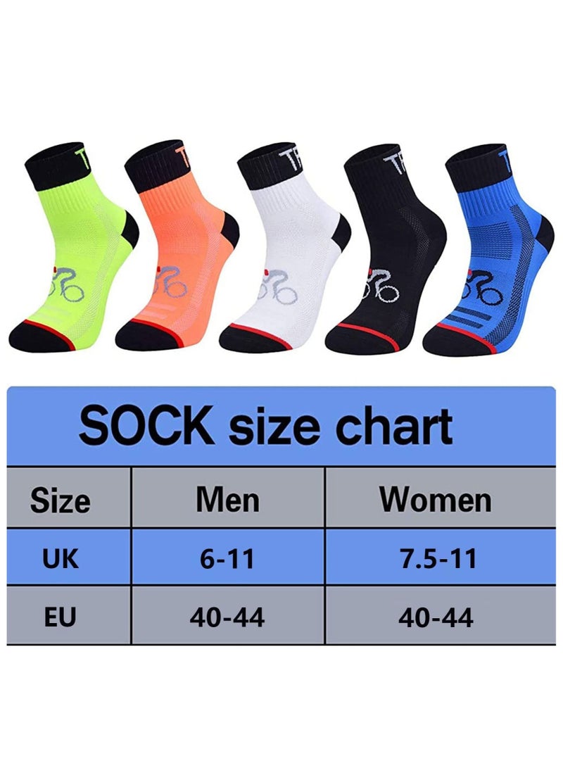 5 Pack Sports Cycling Socks Colorful Anti Smell Ankle Athletic Socks for Running Hiking, Tennis, Workouts and Fitness Training, Anti-blister with Reflective Stripst