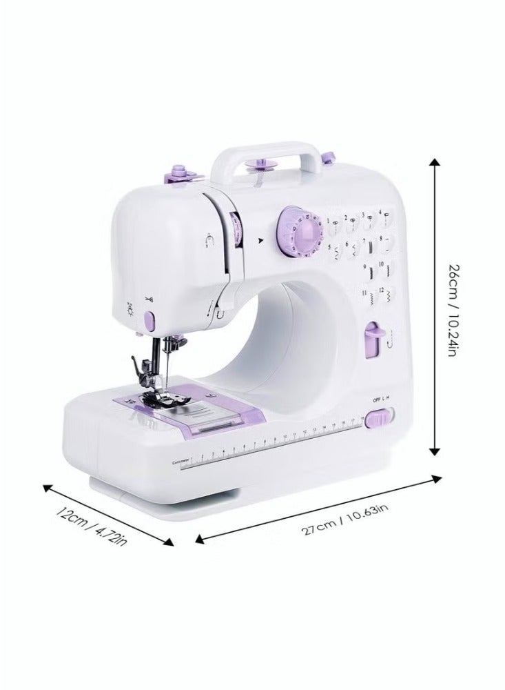 Electric Sewing Machine, 12-Needle Two-Way Household Portable Sewing Machine for Sewing Clothing, Overlocking, Buttonholes