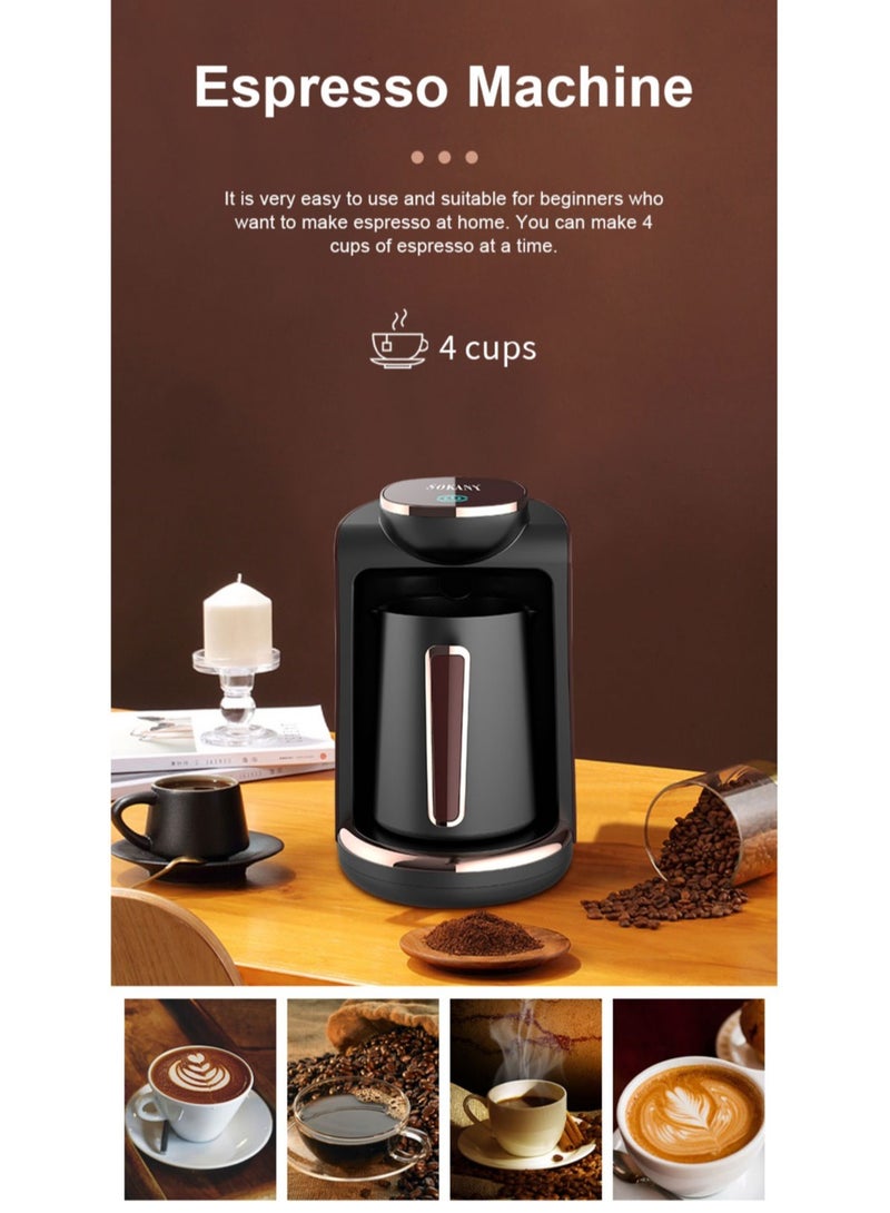 Turkish Coffee Maker Electric Coffee Pot 4 Cups 250ml 550W SK-0136 Black Red
