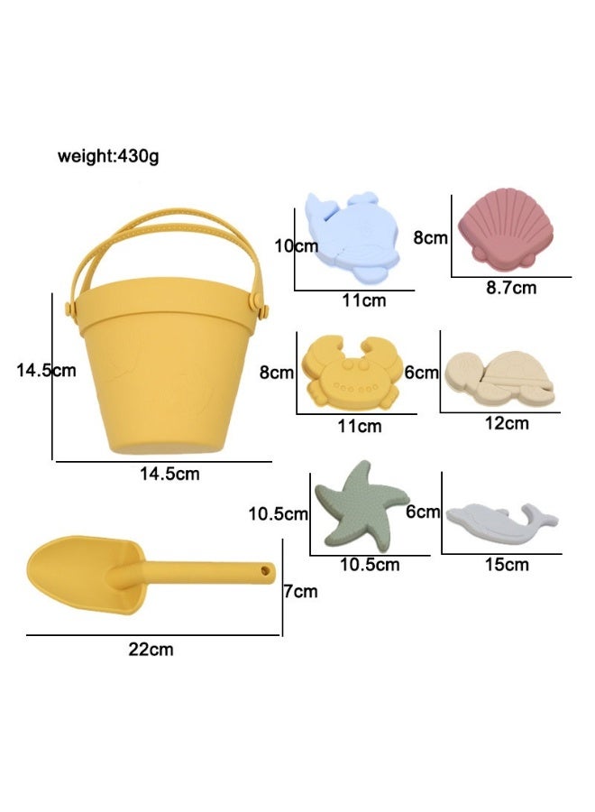 8 Pcs Silicone Beach Toys with Portable Beach Bag,Summer Kids Beach Set with Sand Toy Molds Shovel Bucket Set, Beach Sand Toys Toddler Sandbox Toys for Girl Kids Outdoor